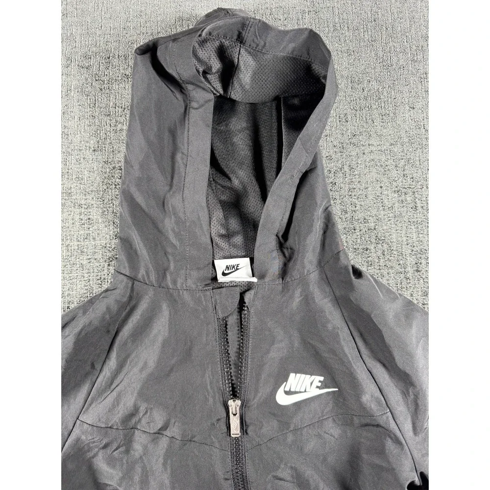 Nike Kids Dri-FIT Full Zip Windbreaker Jacket Gray Hooded Size 7 6-7YRS